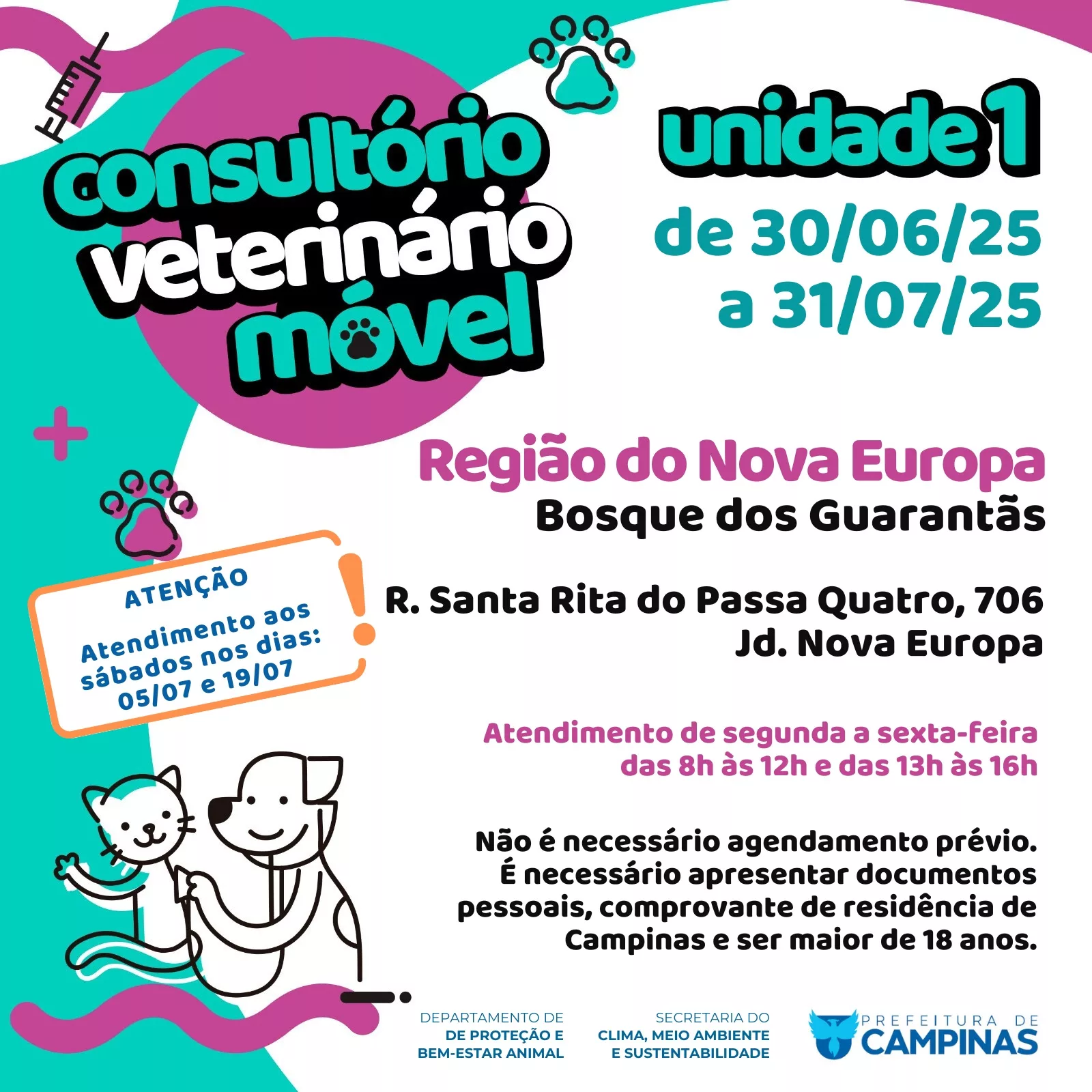 Nova Europa recebe Consultório Veterinário Móvel gratuito por um mês
