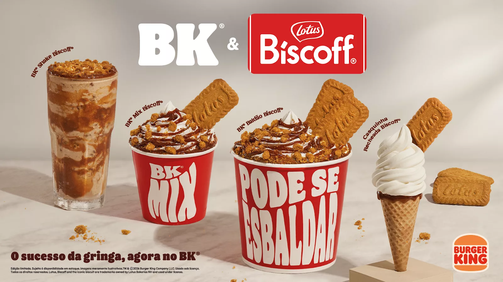 Burger King e Biscoff lançam linha de sobremesas caramelizadas
