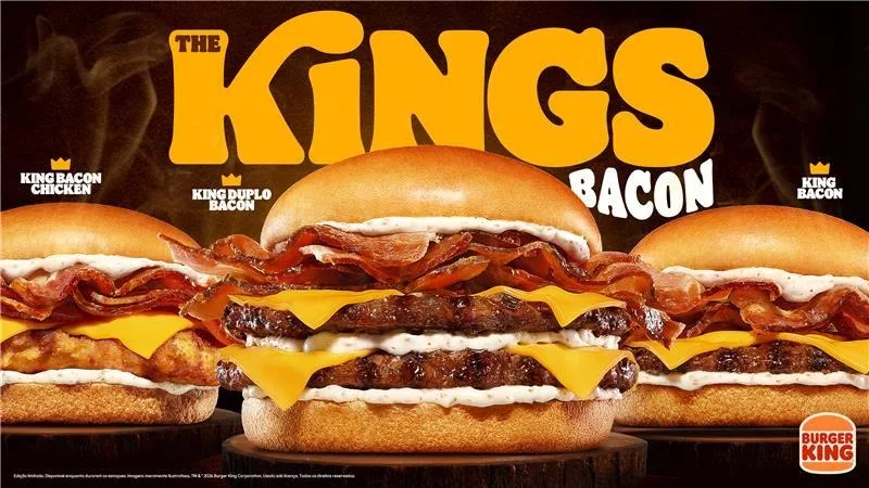 Burger King lança linha “The Kings” com foco em bacon e baconese